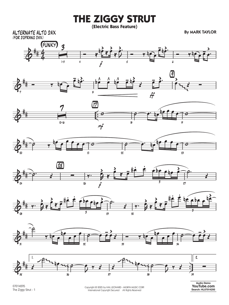 The Ziggy Strut - Alternate Alto Sax Jazz Ensemble scores gallery preview page 1
