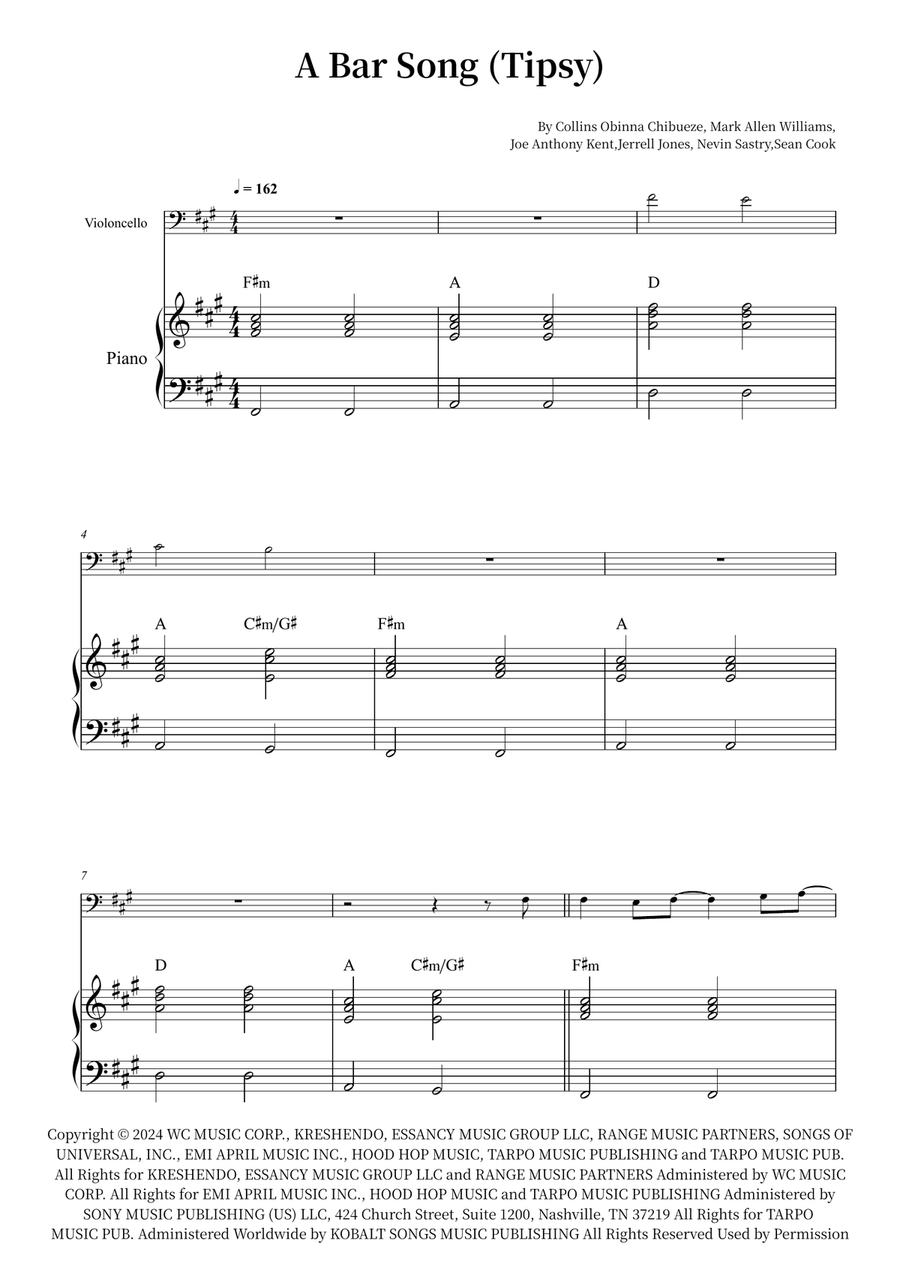 A Bar Song (Tipsy) Piano scores gallery preview page 1