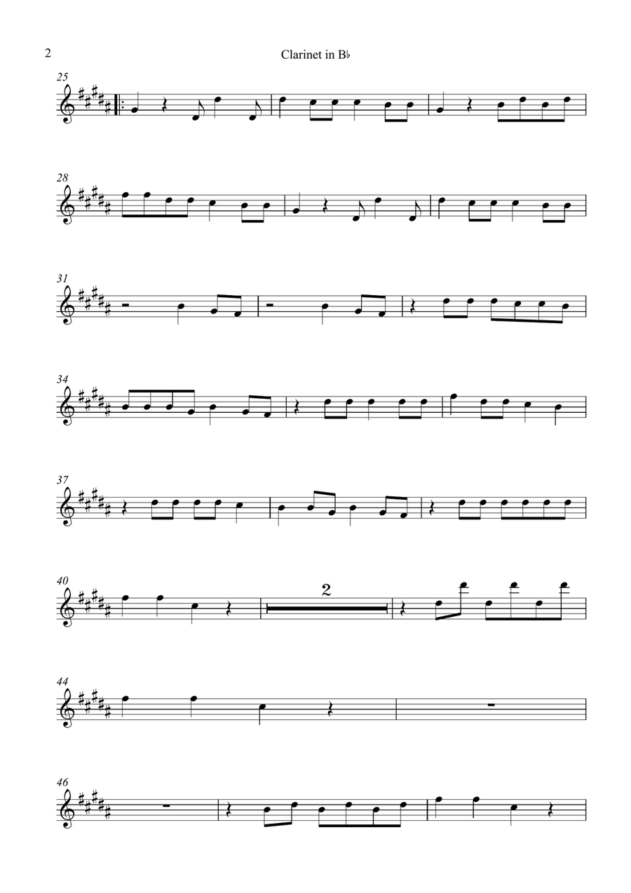 A Bar Song (Tipsy) B-Flat Clarinet scores gallery preview page 2