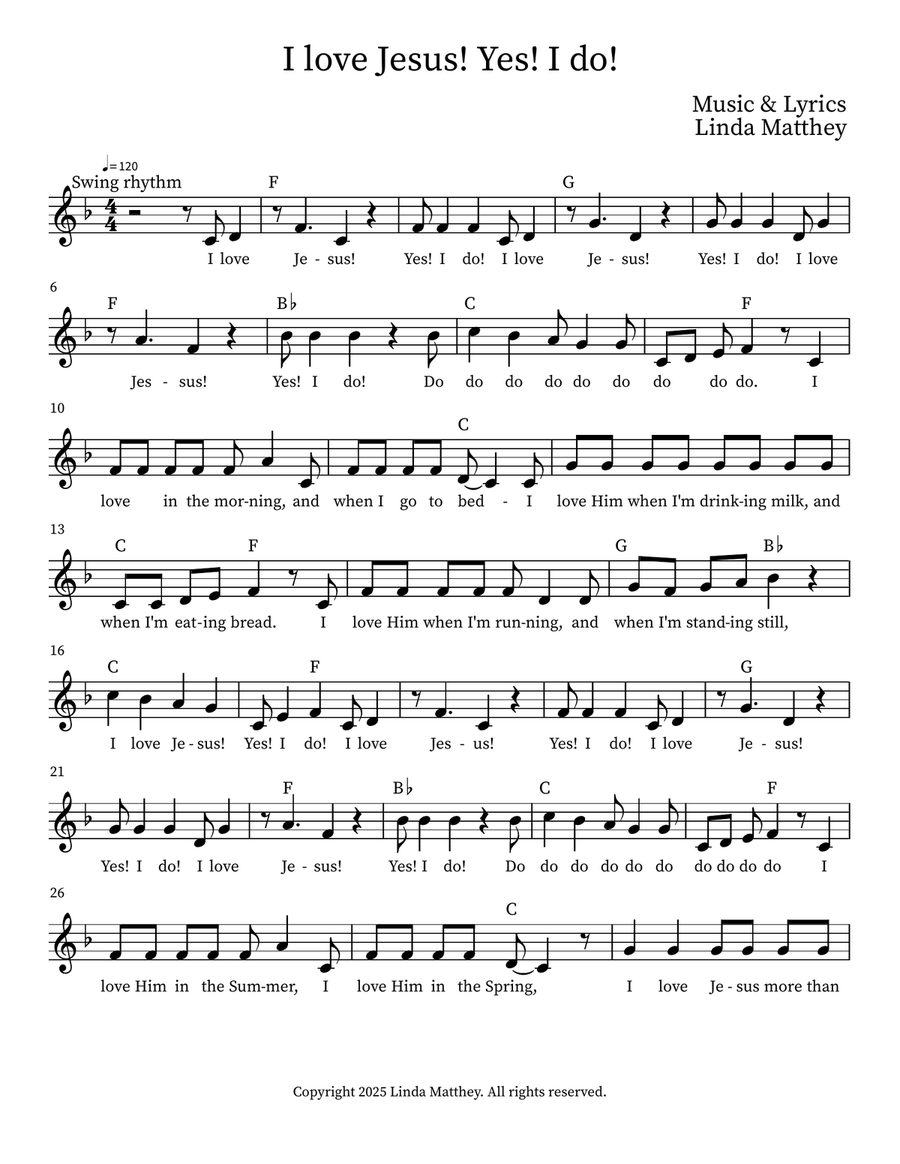 I love Jesus! Yes! I do! Piano, Vocal scores gallery preview page 1