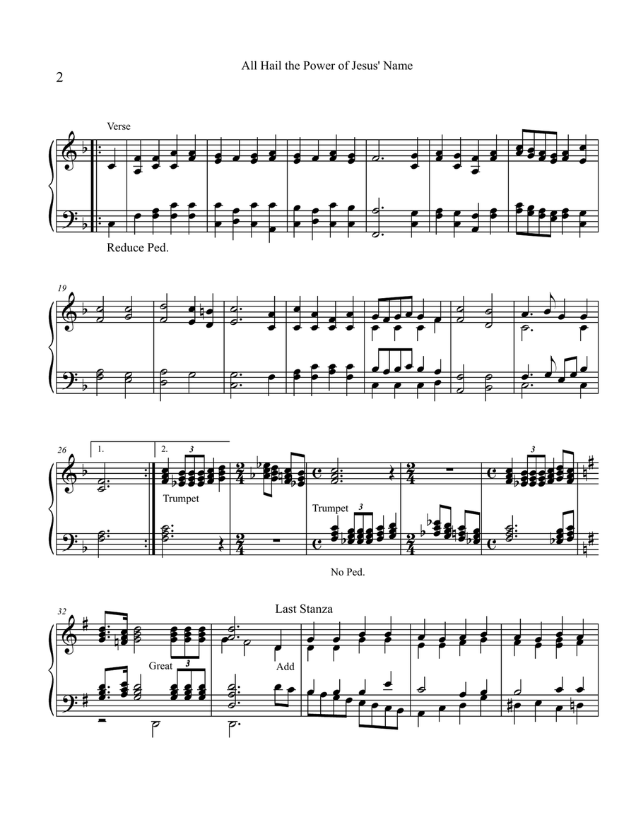 All Hail the Power of Jesus' Name (CORONATION) Organ Solo scores gallery preview page 2