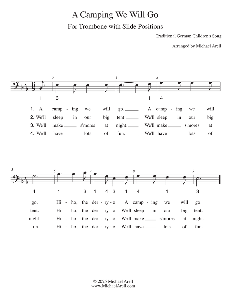 A Camping We Will Go for Trombone Bass Trombone scores gallery preview page 2