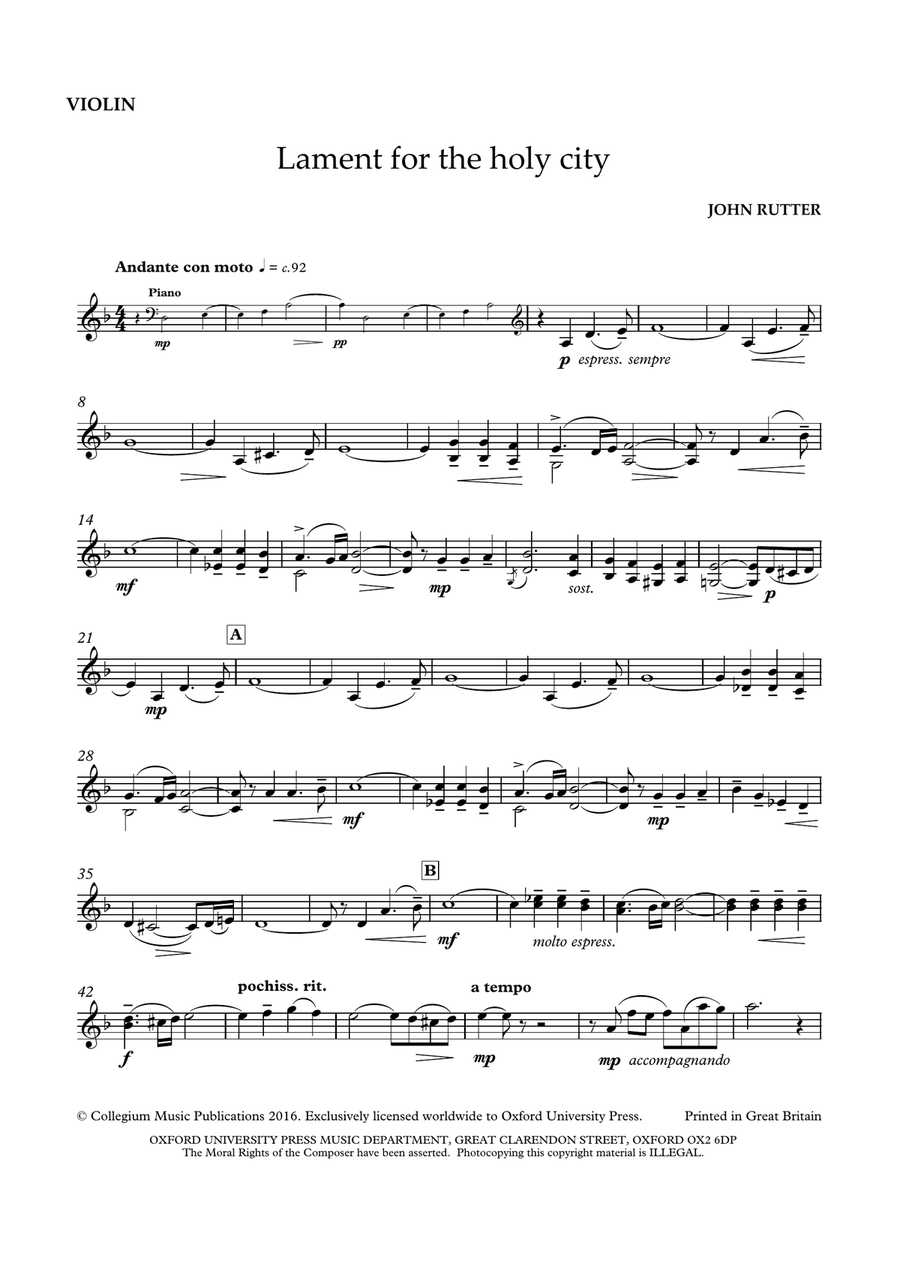 Lament for the holy city Lament for the holy city Violin Solo scores gallery preview page 4