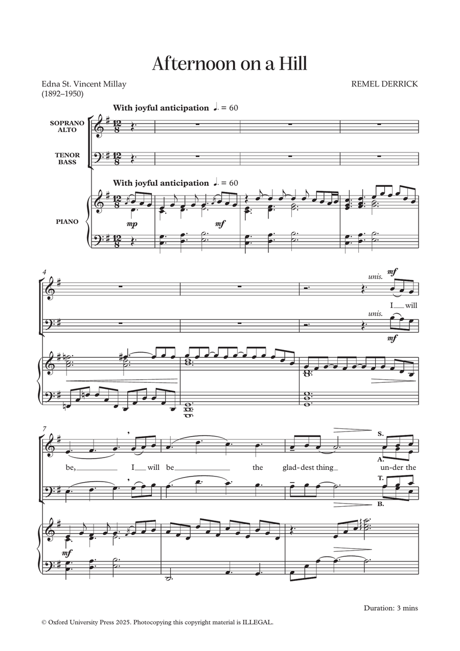 Afternoon on a Hill Afternoon on a Hill 4-Part scores gallery preview page 1