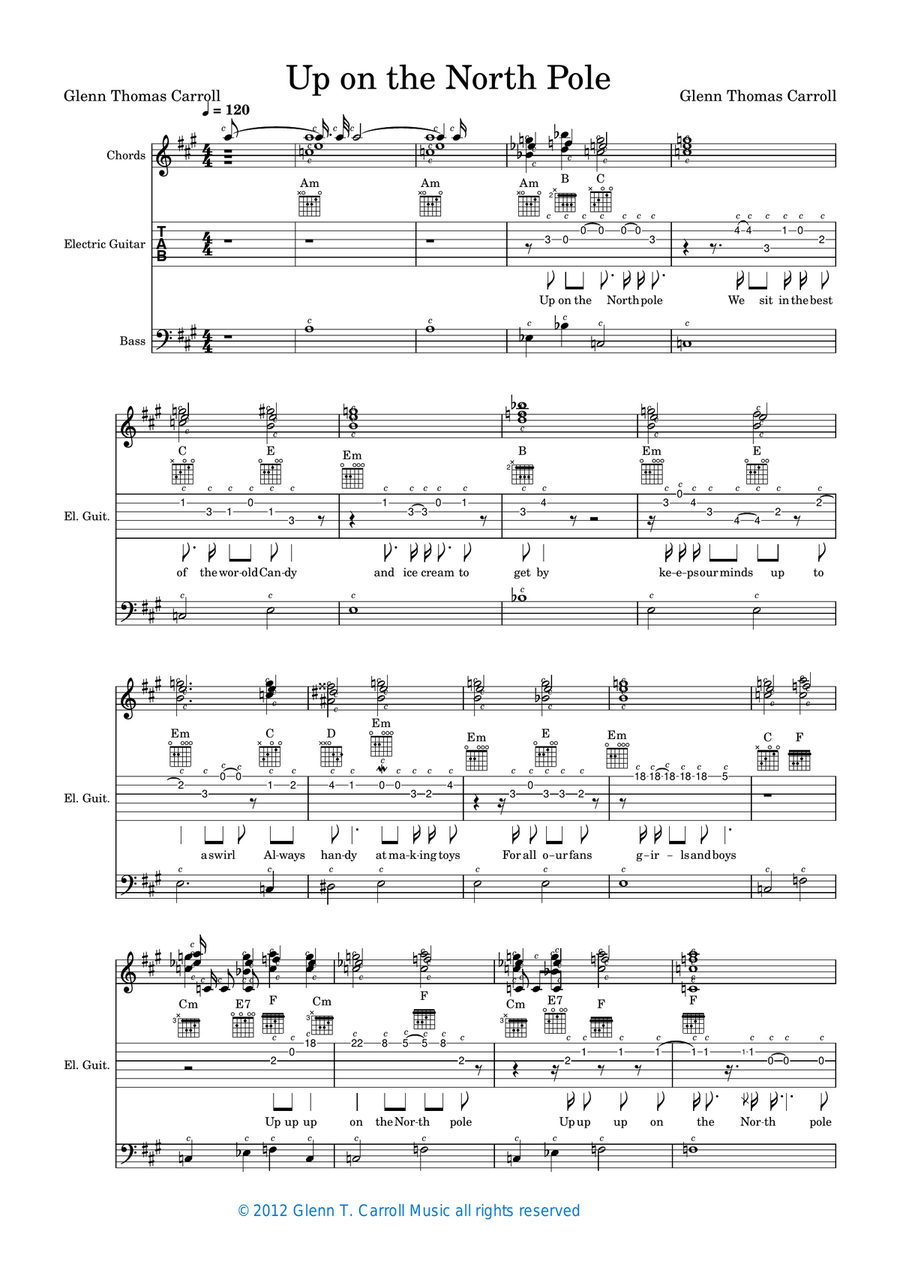 Up on the North Pole Up on the North Pole Guitar Tablature scores gallery preview page 1