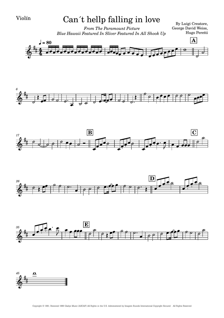 Can't Help Falling In Love String Trio scores gallery preview page 3
