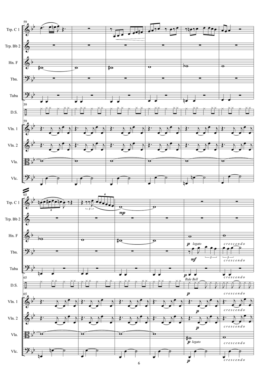 OLAS for brass quintet, strings quartet & Drums Small Ensemble scores gallery preview page 6