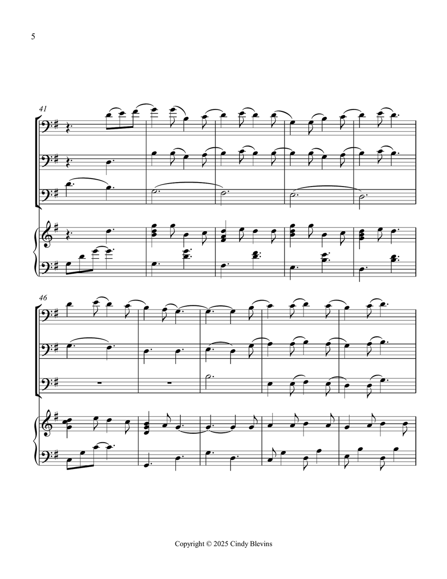 In Dulci Jubilo, for Three Trombones and Piano Trombone Trio scores gallery preview page 6
