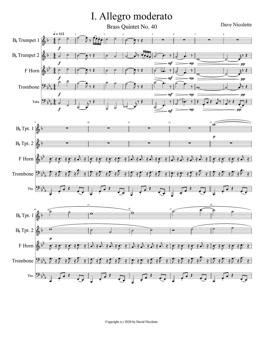 Brass Quintet No. 40 Brass Quintet scores gallery preview page 1