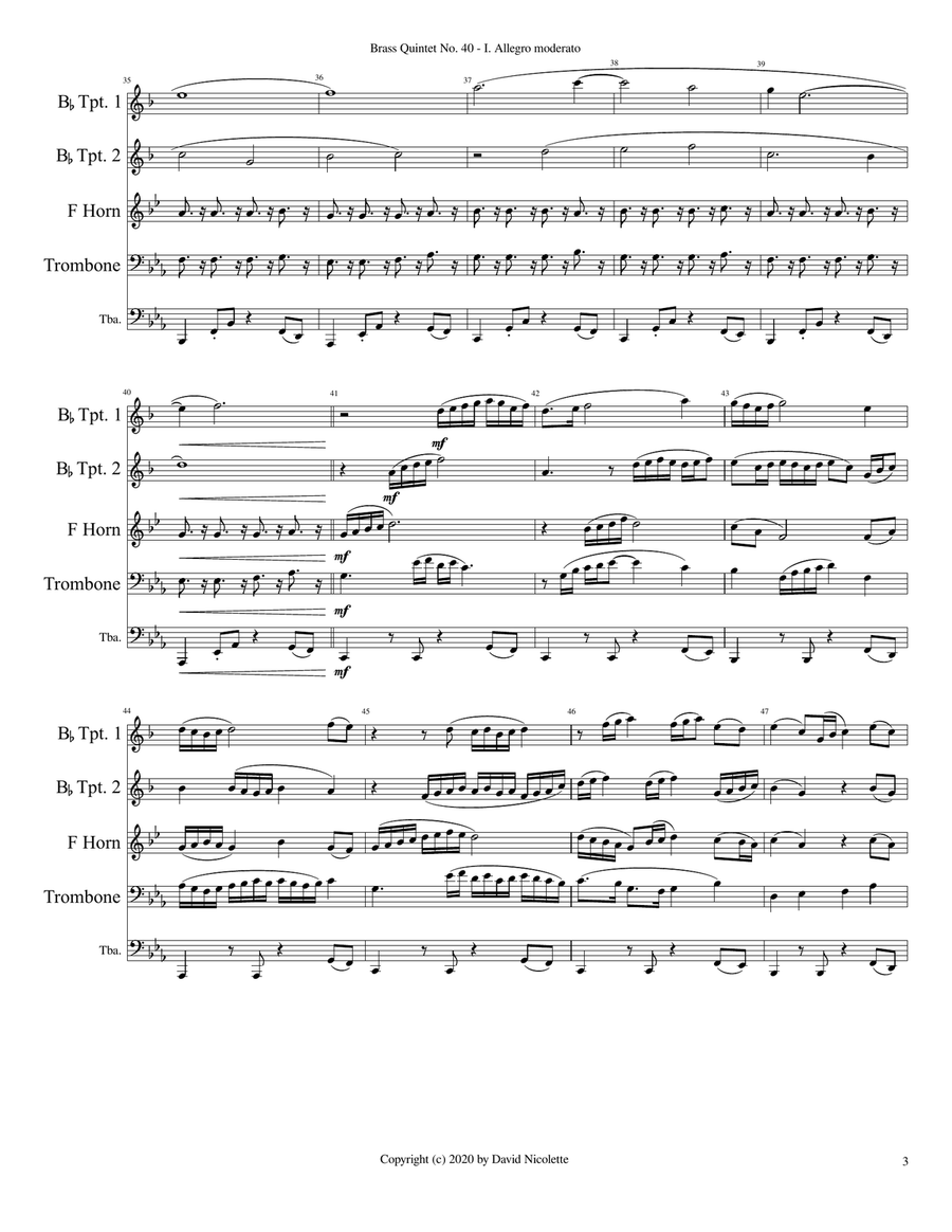Brass Quintet No. 40 Brass Quintet scores gallery preview page 3