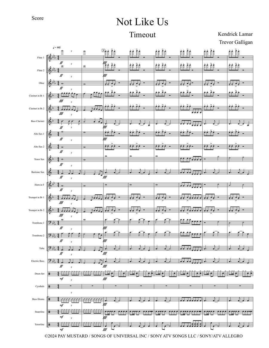 Not Like Us Not Like Us Marching Band scores gallery preview page 1