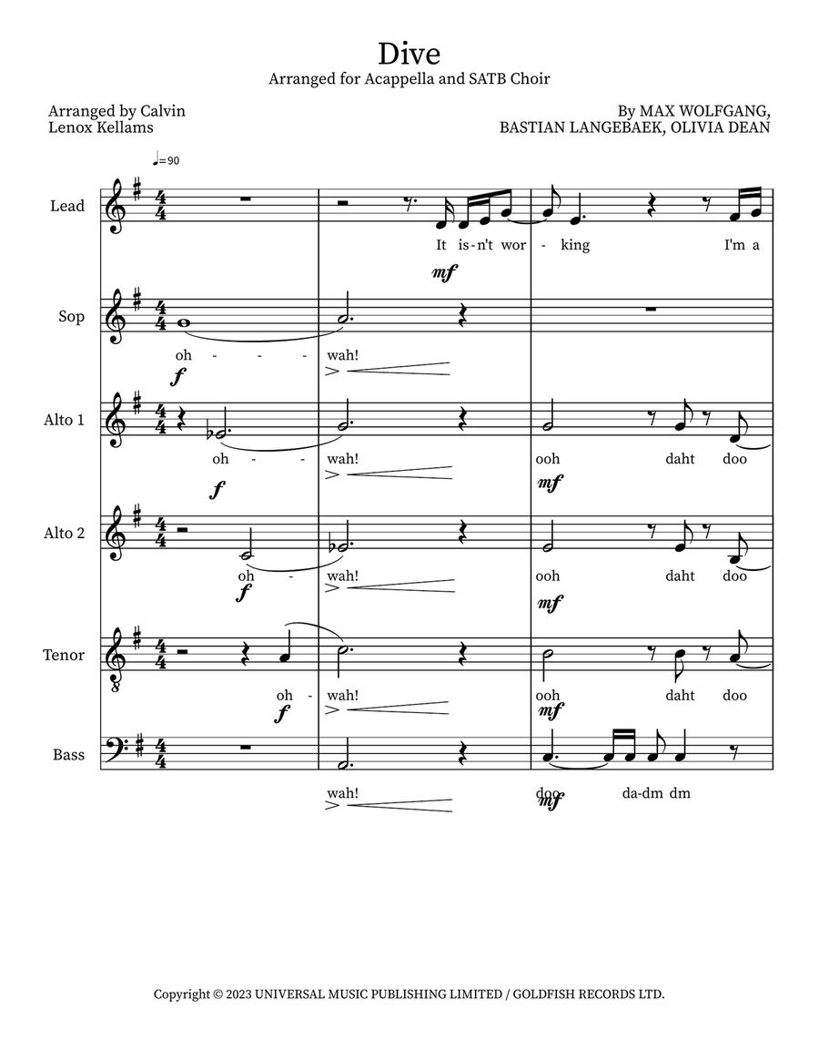 Dive Dive 4-Part scores gallery preview page 1