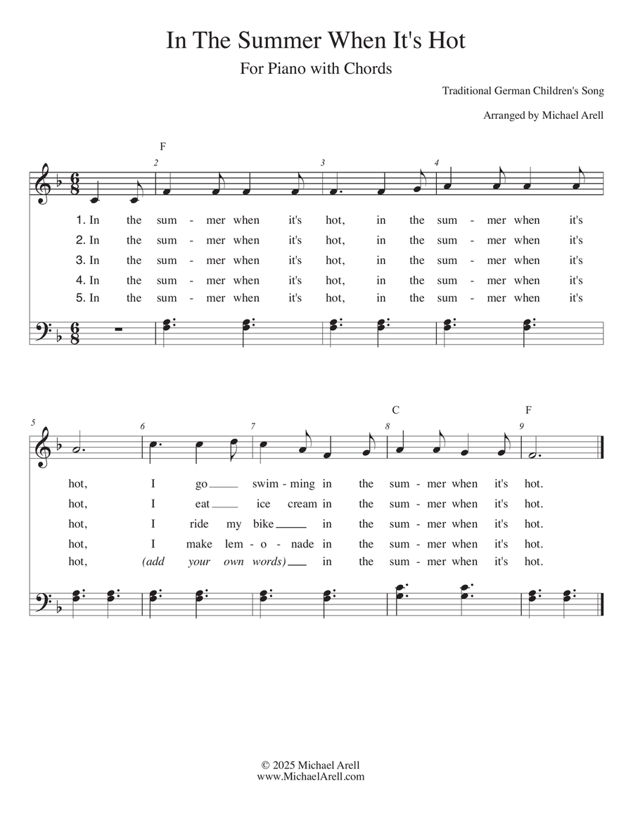 In The Summer When It's Hot for Piano Piano Method scores gallery preview page 2