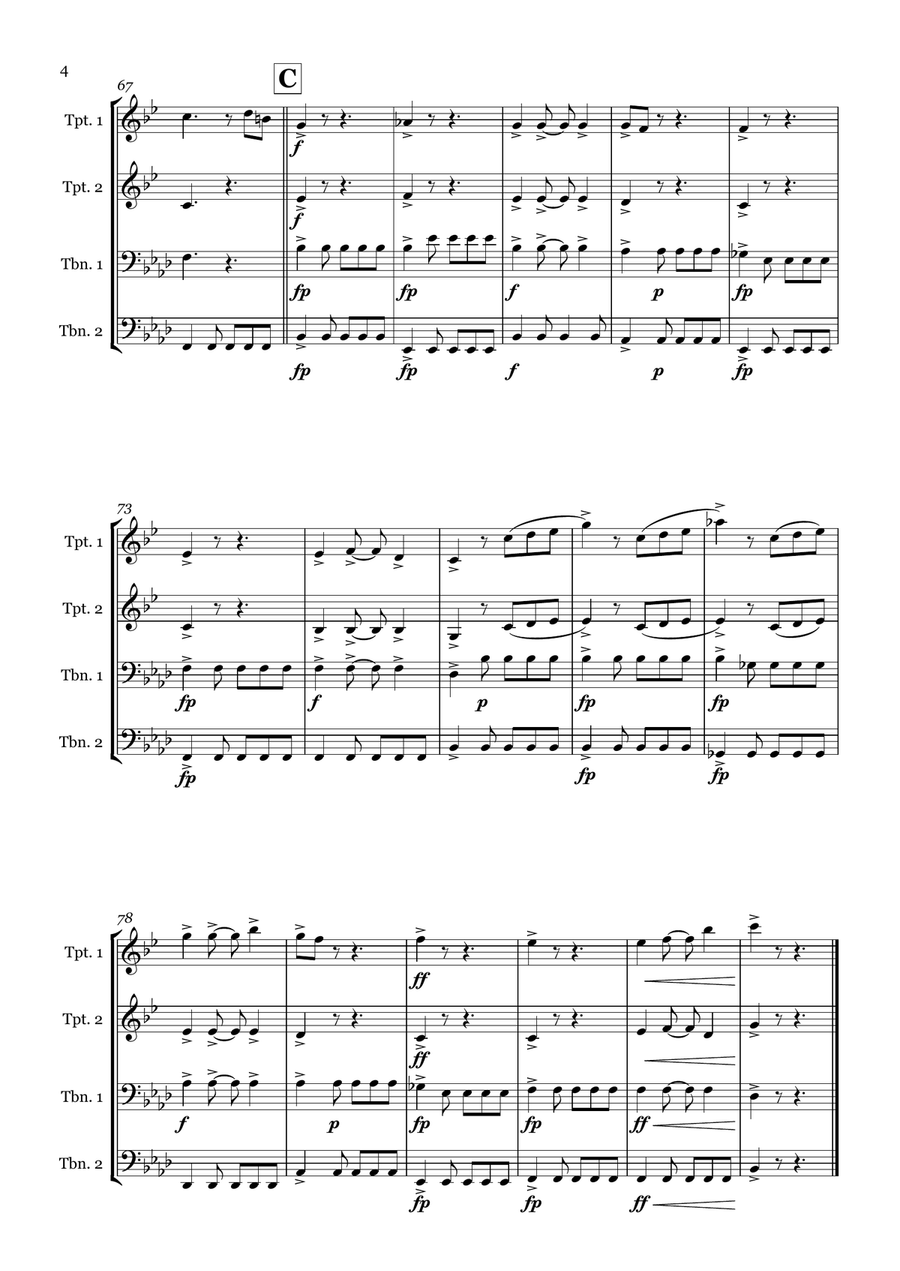 He's A Pirate He's A Pirate Brass Quartet scores gallery preview page 4