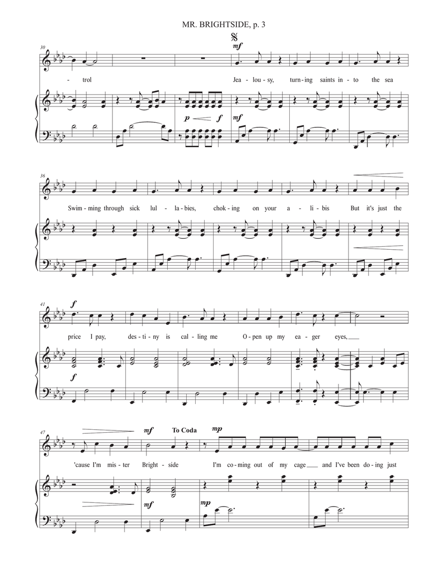 Mr. Brightside Mr. Brightside Piano, Vocal scores gallery preview page 3