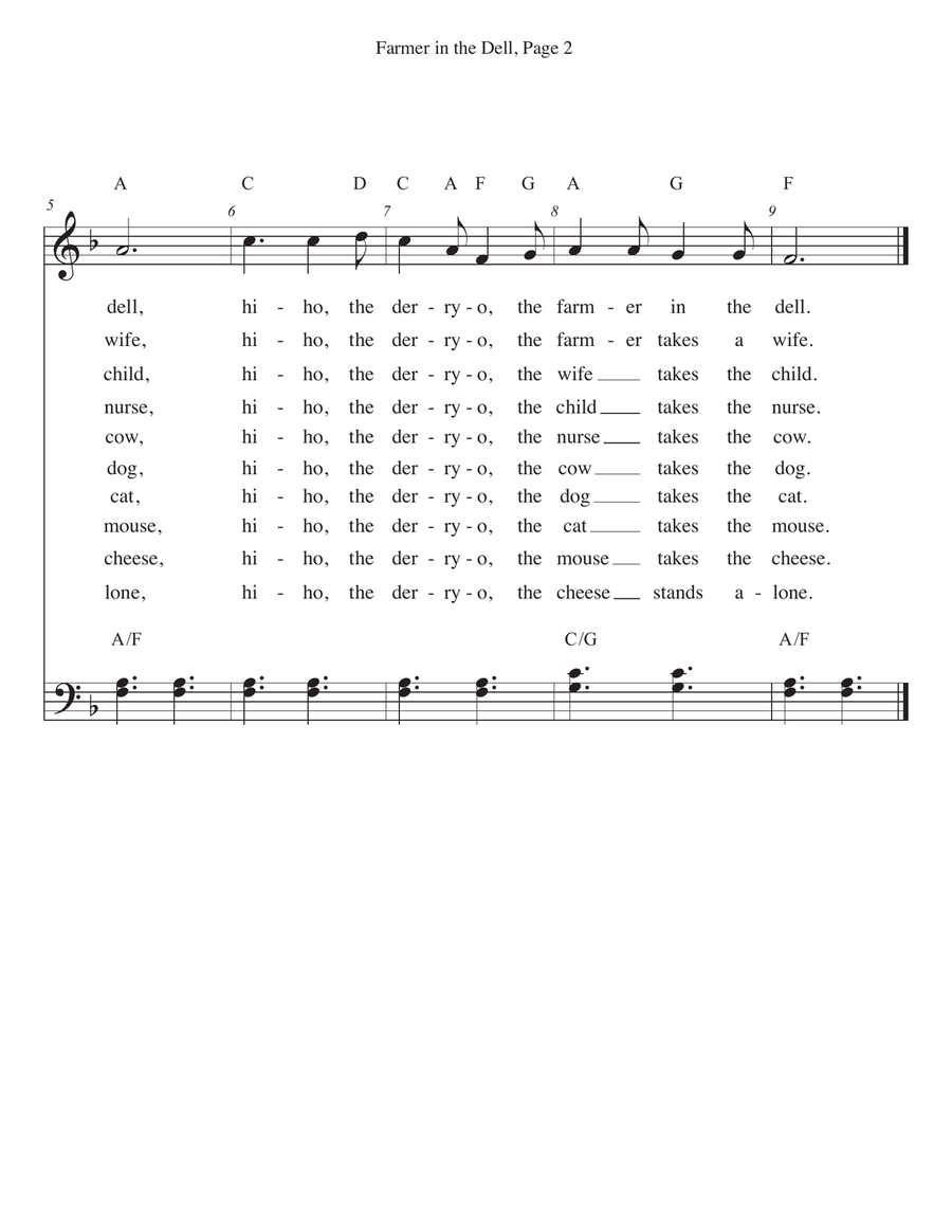 The Farmer in the Dell for Piano Piano Method scores gallery preview page 2