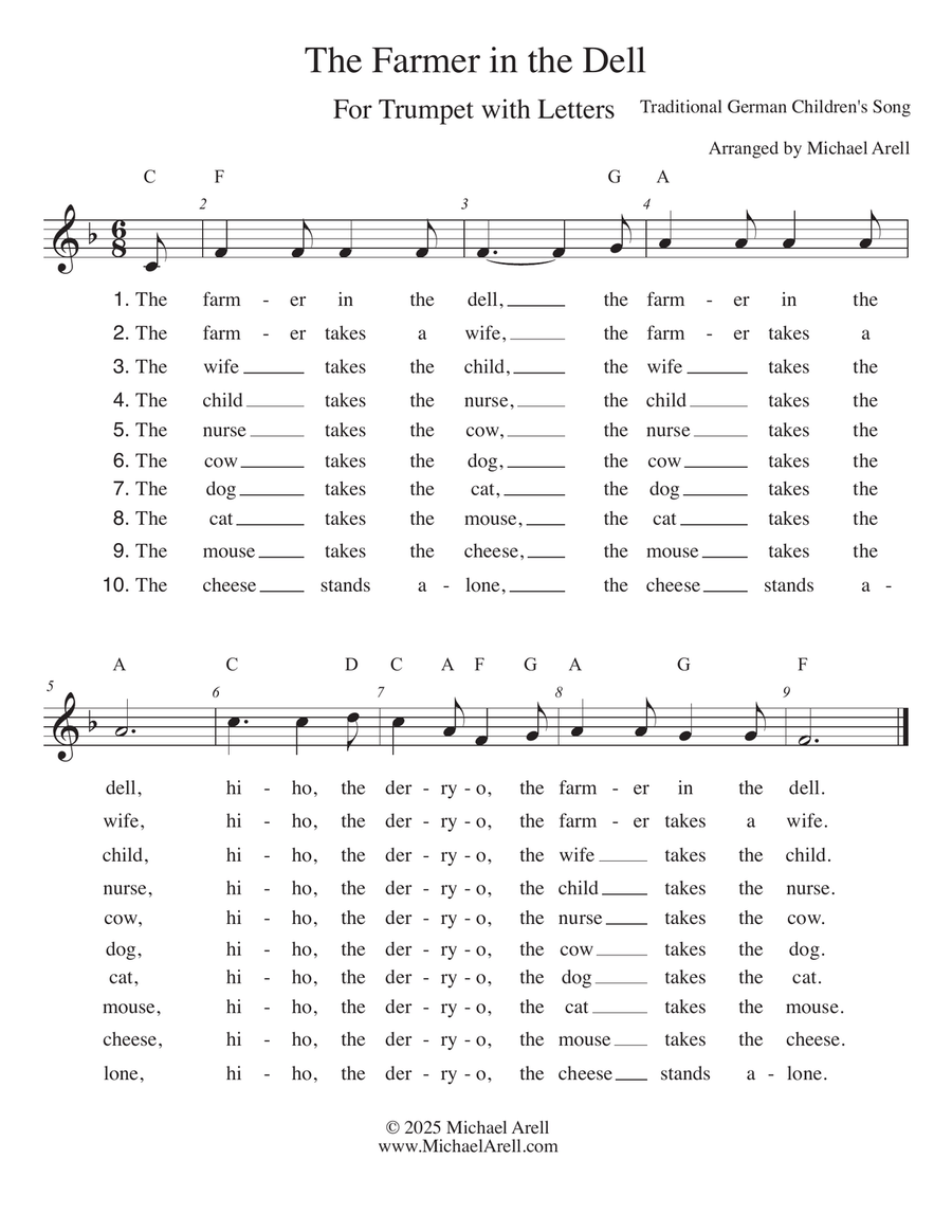 The Farmer in the Dell for Trumpet C Trumpet scores gallery preview page 1