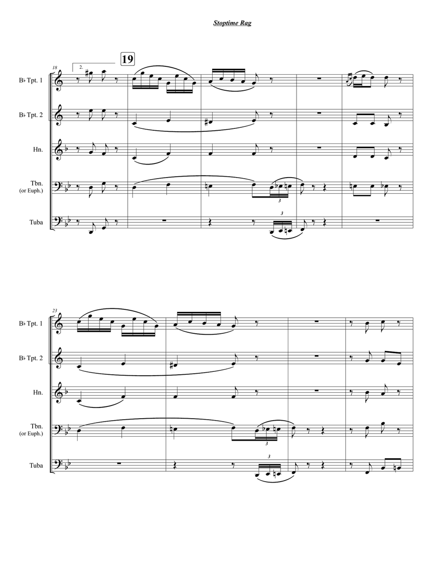 Stoptime Rag Stoptime Rag Brass Quintet scores gallery preview page 3