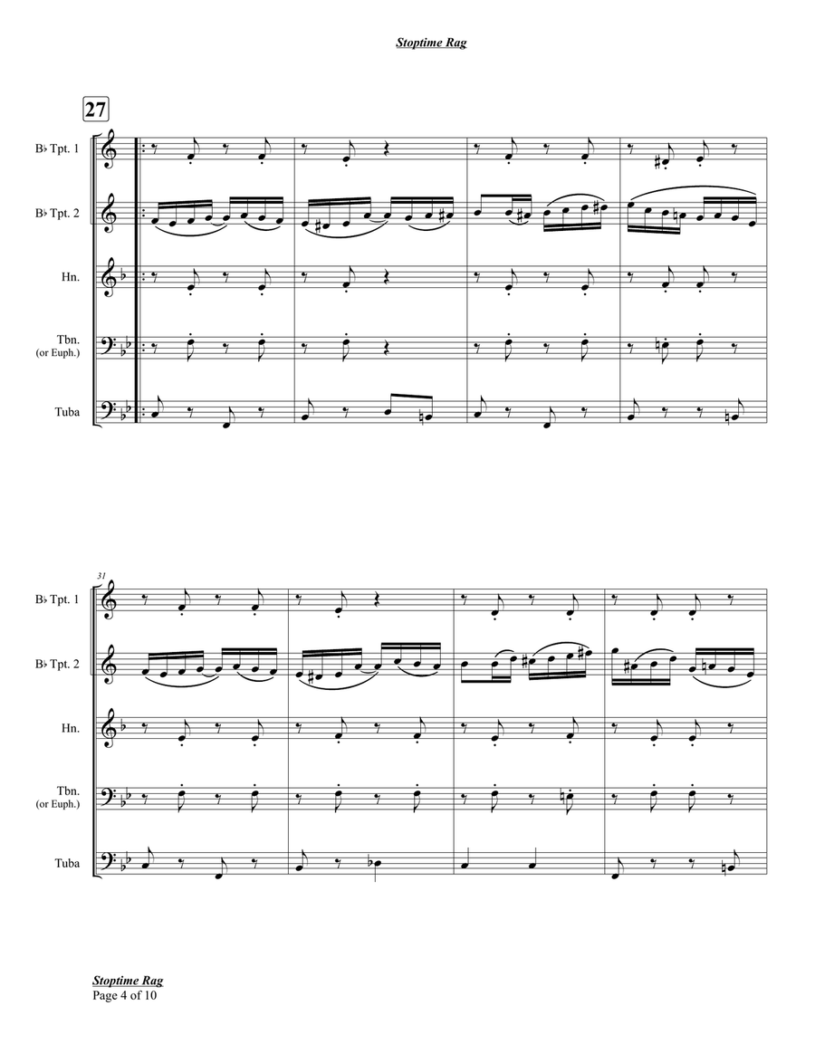 Stoptime Rag Stoptime Rag Brass Quintet scores gallery preview page 4