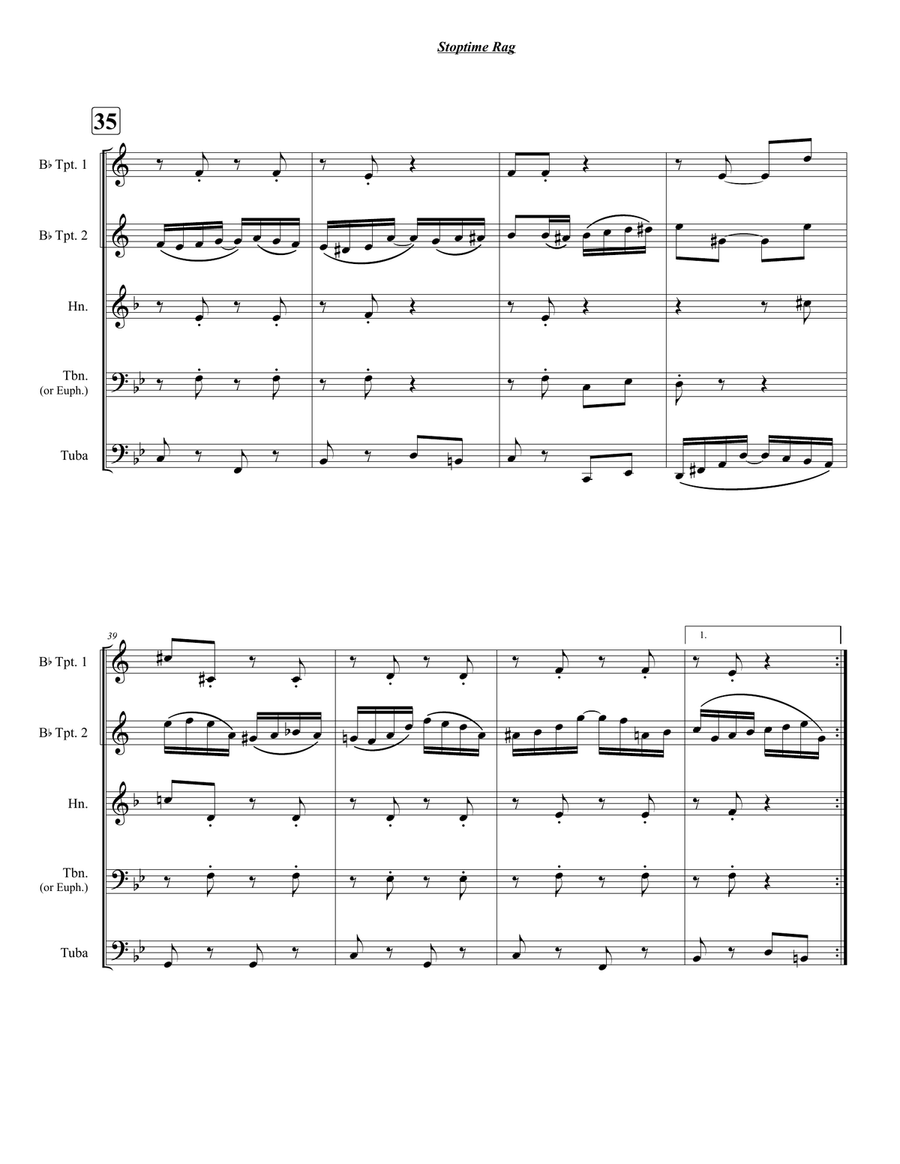 Stoptime Rag Stoptime Rag Brass Quintet scores gallery preview page 5
