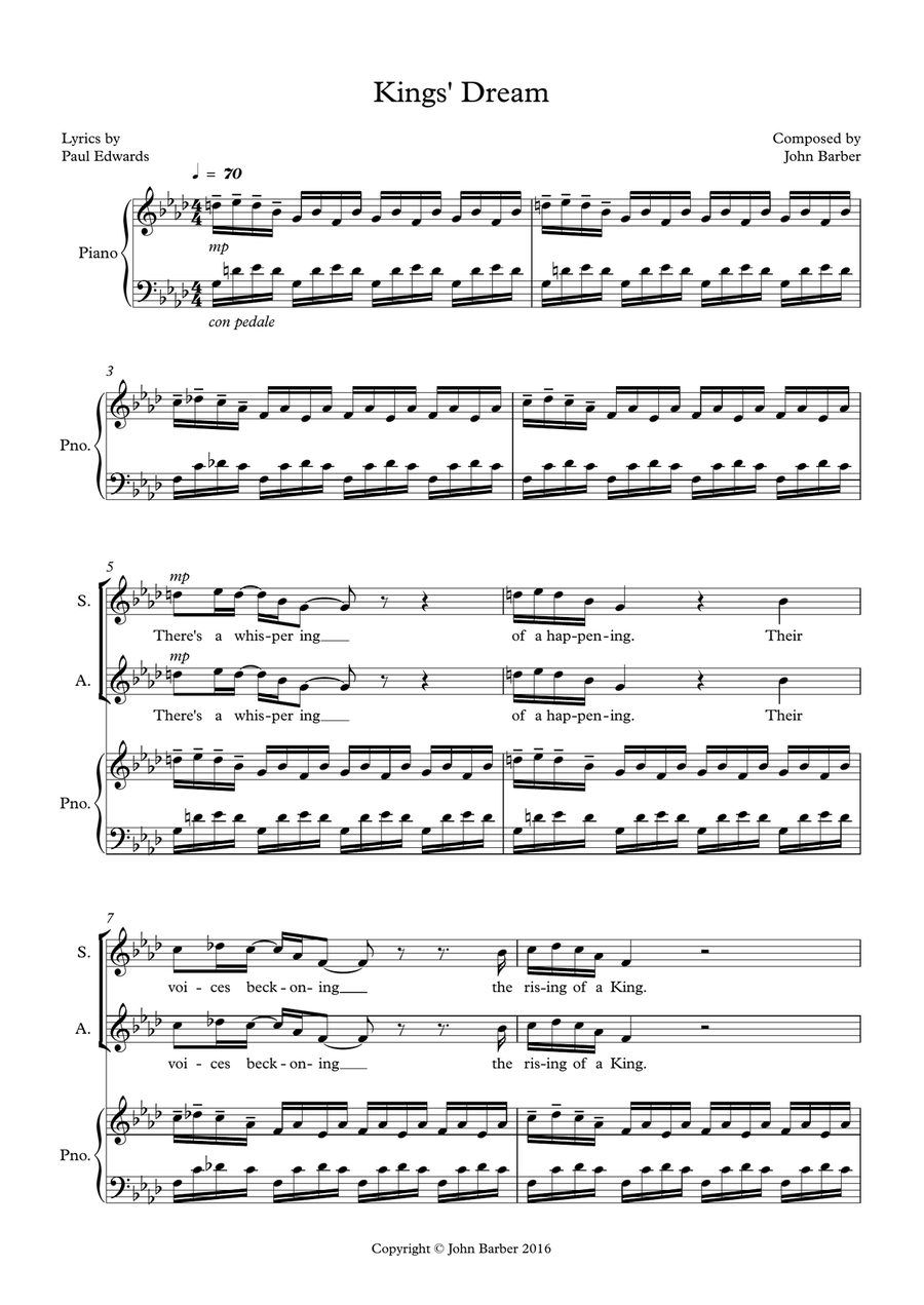 King's Dream 4-Part scores gallery preview page 1