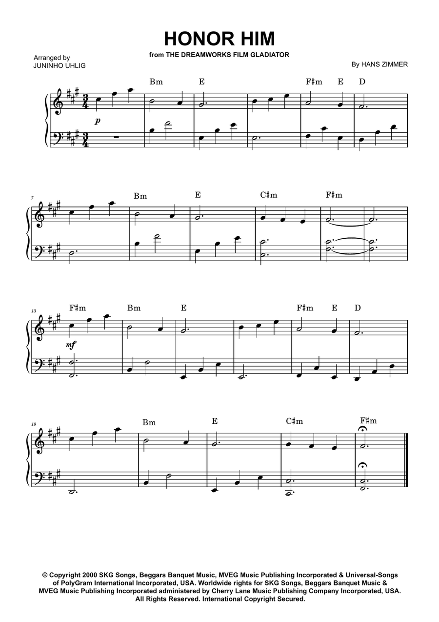Honor Him Honor Him Easy Piano scores gallery preview page 1