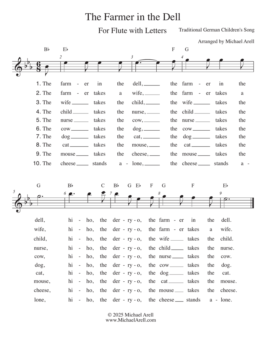 The Farmer in the Dell for Flute Piccolo scores gallery preview page 1