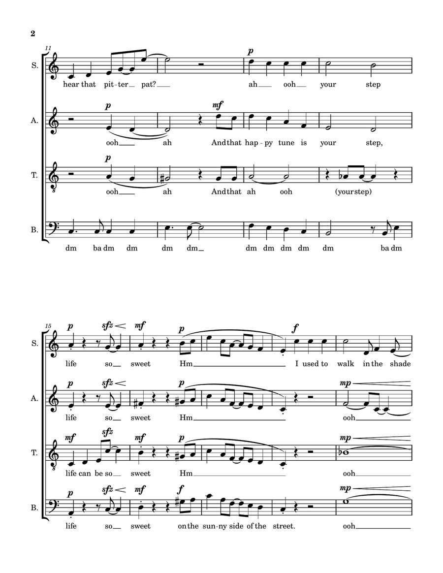 On The Sunny Side Of The Street 4-Part scores gallery preview page 2