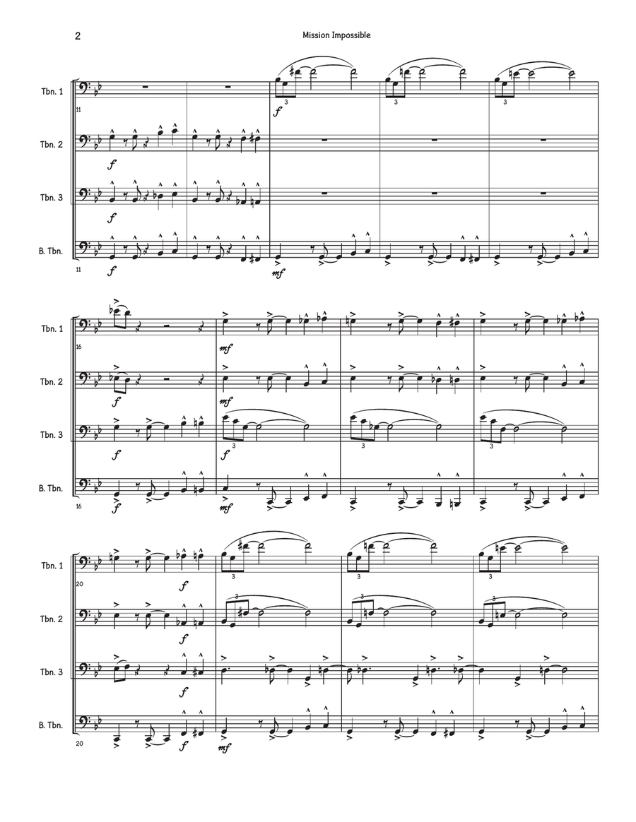 Mission: Impossible Theme Brass Quartet scores gallery preview page 2