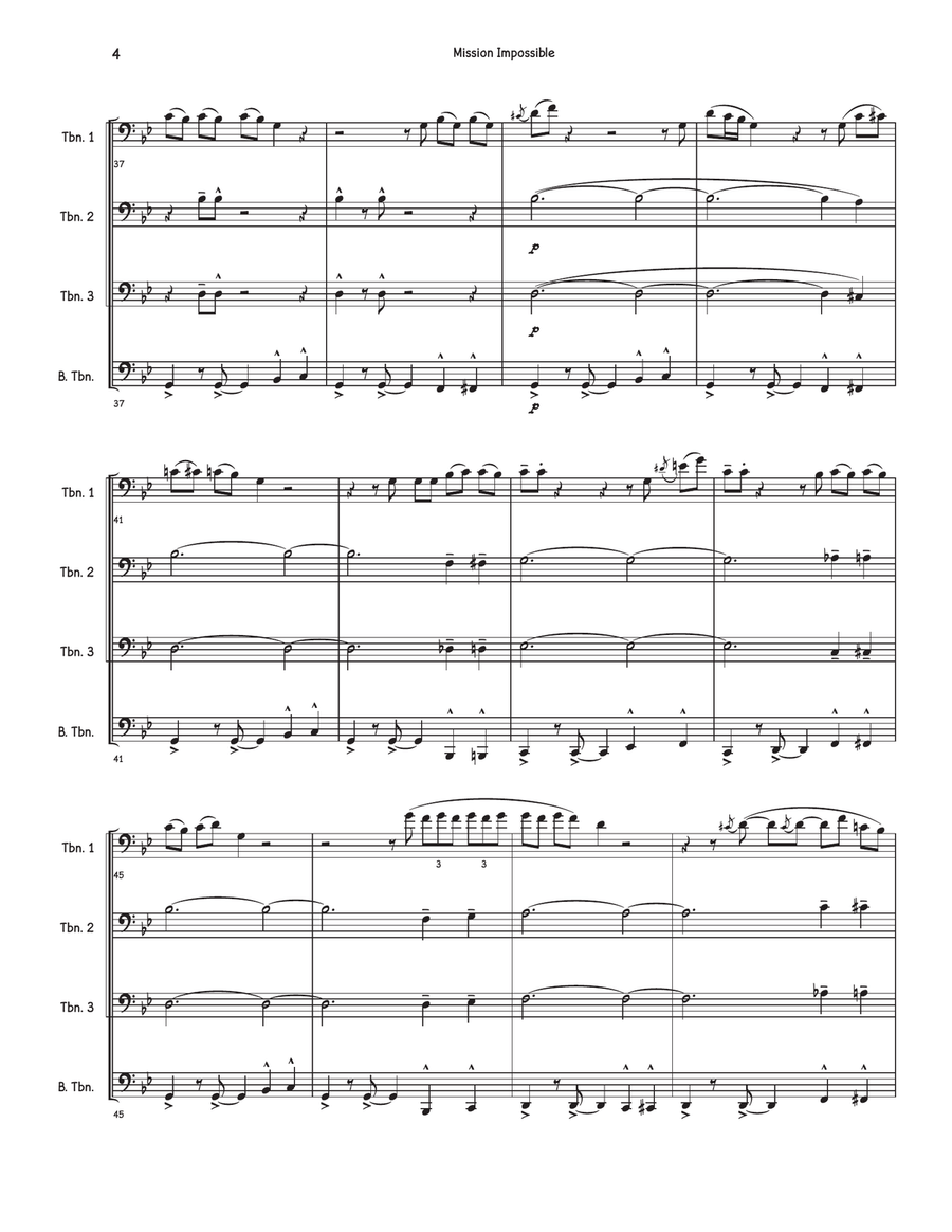 Mission: Impossible Theme Brass Quartet scores gallery preview page 4