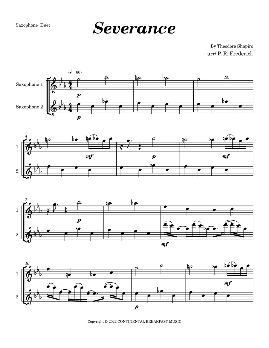 Severance - Main Title Theme Tenor Saxophone scores gallery preview page 1