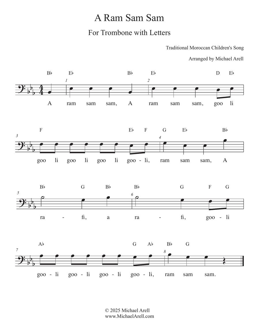 A Ram Sam Sam for Trombone 3-Part scores gallery preview page 1