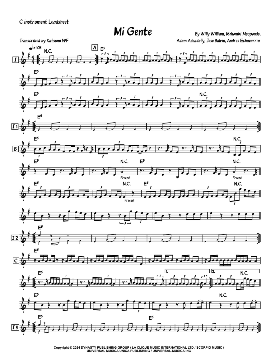 Mi Gente Piano scores gallery preview page 1