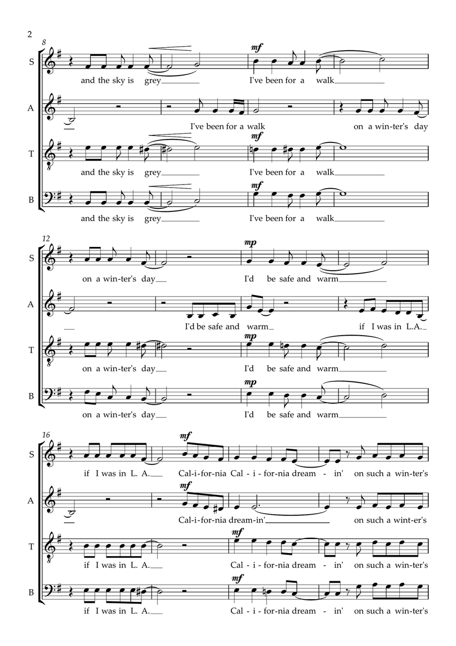 California Dreamin' 4-Part scores gallery preview page 3