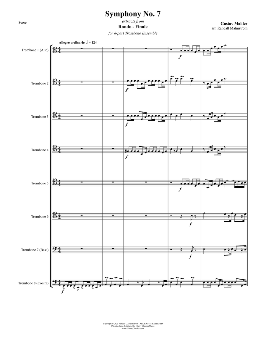 Symphony No. 7 Rondo-Finale extracts for 8-part Trombone Ensemble Trombone scores gallery preview page 1