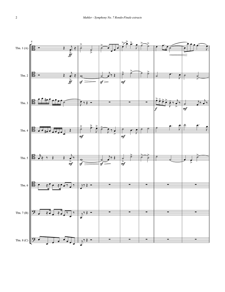 Symphony No. 7 Rondo-Finale extracts for 8-part Trombone Ensemble Trombone scores gallery preview page 2