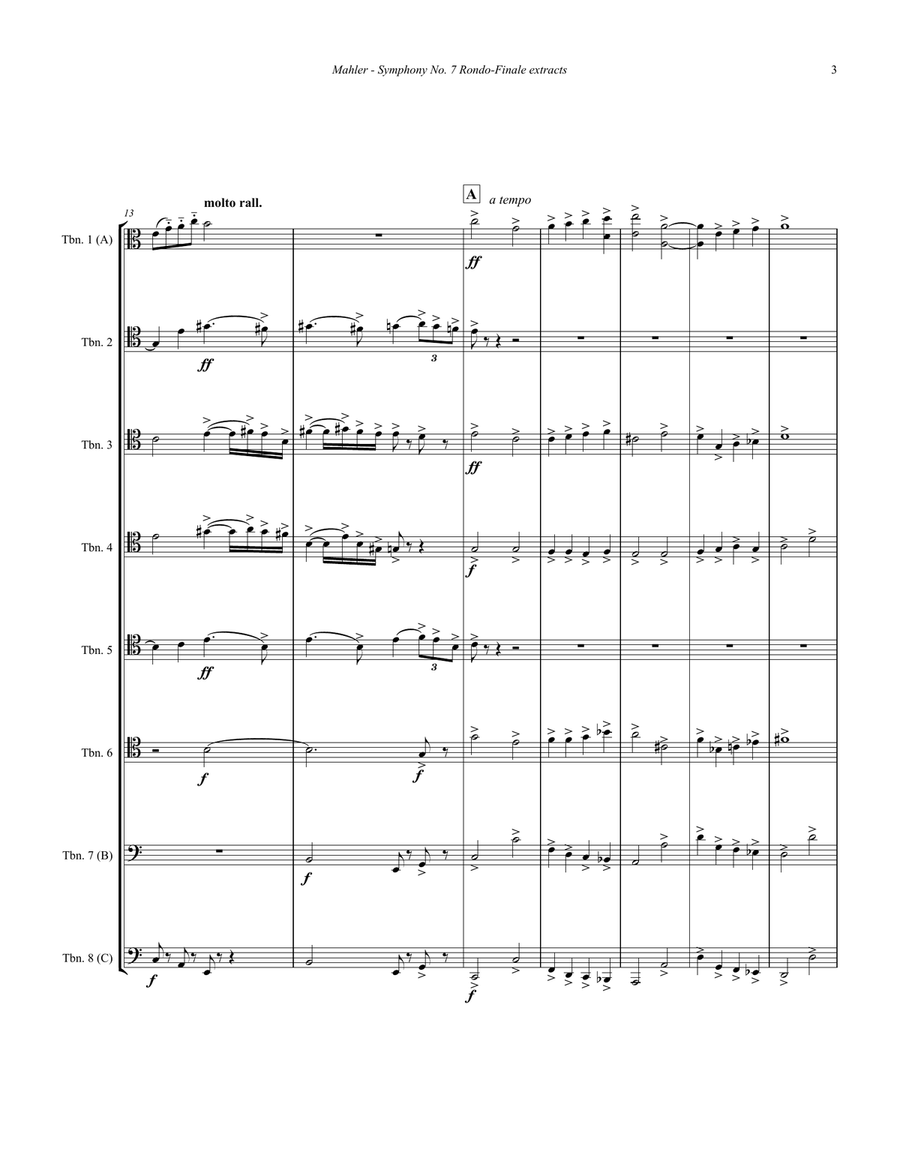 Symphony No. 7 Rondo-Finale extracts for 8-part Trombone Ensemble Trombone scores gallery preview page 3