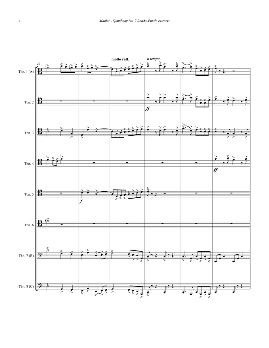 Symphony No. 7 Rondo-Finale extracts for 8-part Trombone Ensemble Trombone scores gallery preview page 4