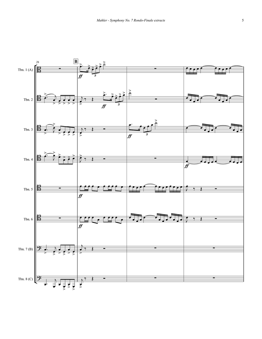 Symphony No. 7 Rondo-Finale extracts for 8-part Trombone Ensemble Trombone scores gallery preview page 5