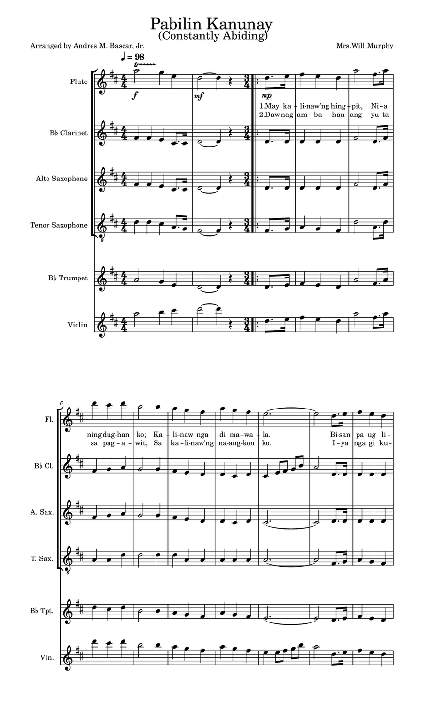 Constantly Abiding (Pabilin Kanunay) A Cappella scores gallery preview page 1