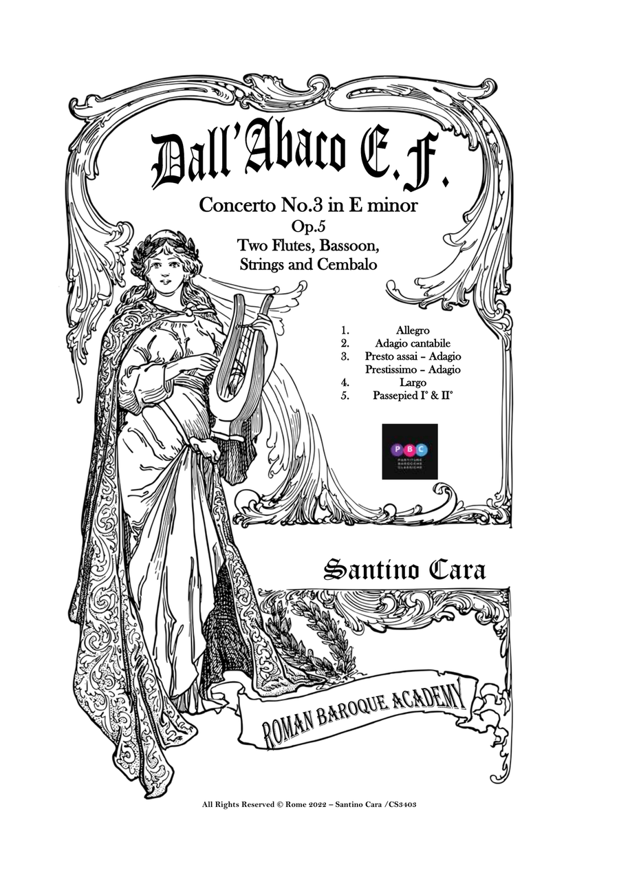 Dall’Abaco - Concerto No.3 in E minor Op.5 for Chamber Orchestra Chamber Orchestra scores gallery preview page 1