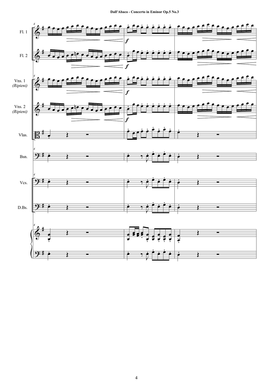 Dall’Abaco - Concerto No.3 in E minor Op.5 for Chamber Orchestra Chamber Orchestra scores gallery preview page 4