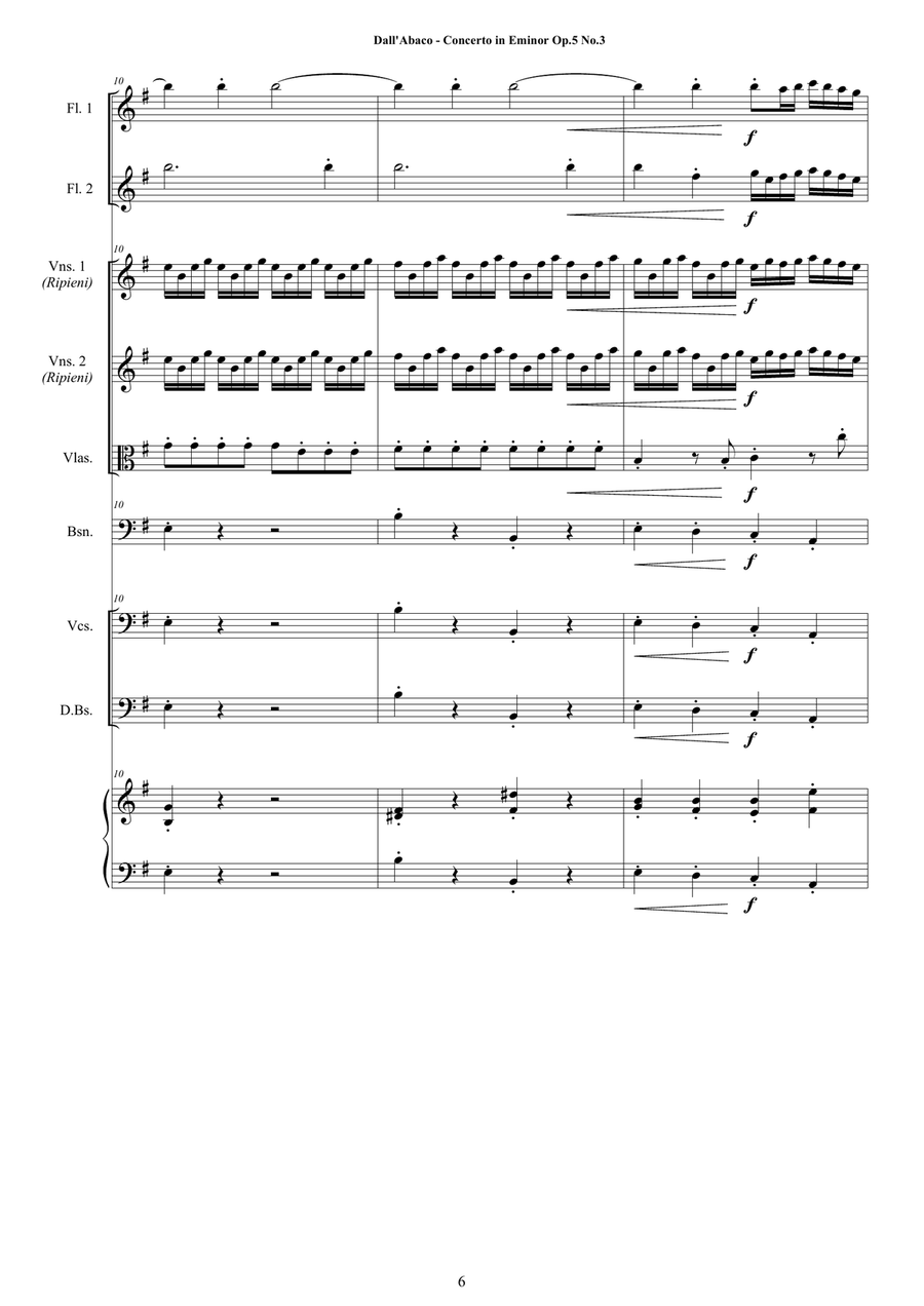 Dall’Abaco - Concerto No.3 in E minor Op.5 for Chamber Orchestra Chamber Orchestra scores gallery preview page 6
