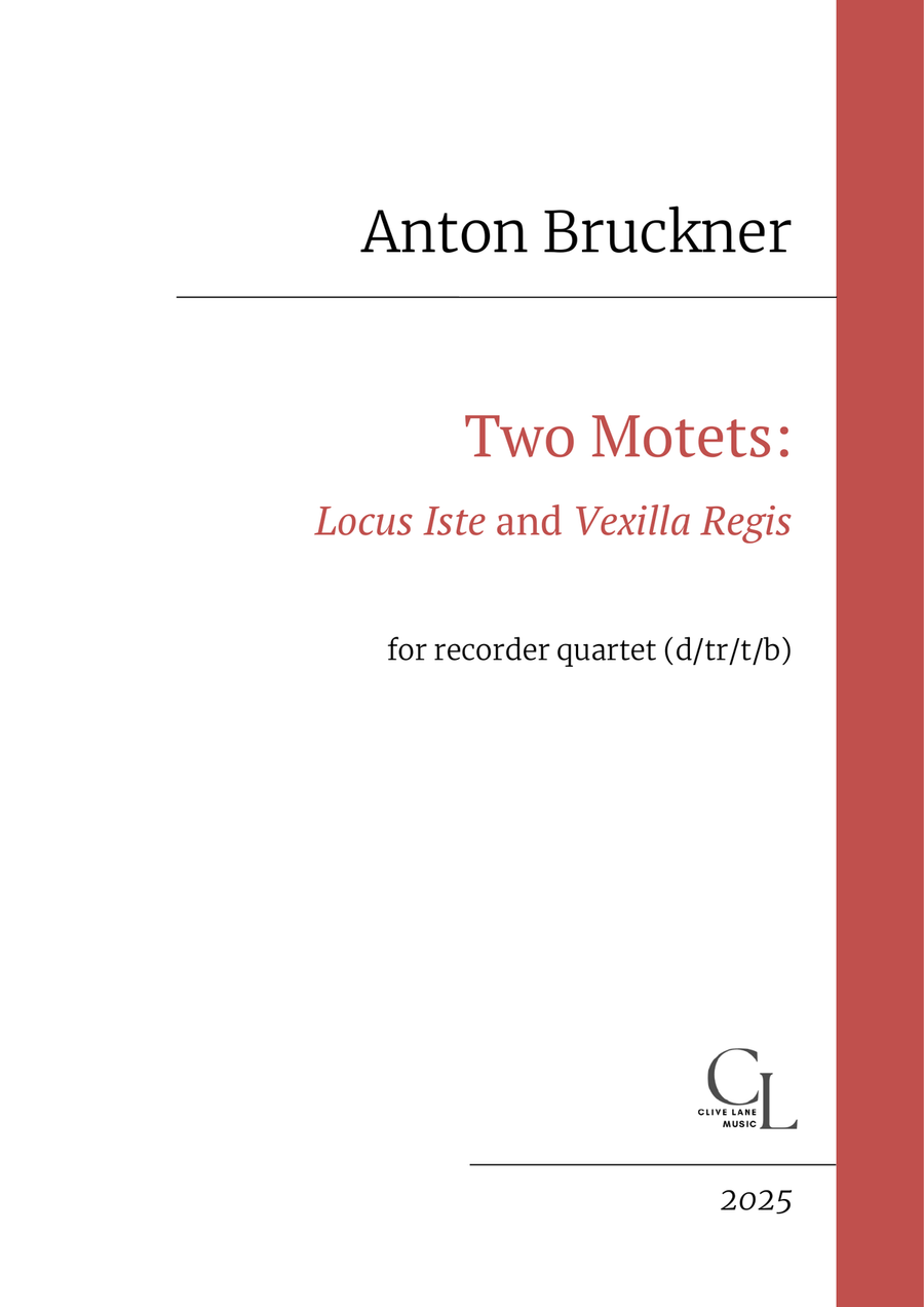 Two Bruckner Motets for recorder quartet Soprano Recorder scores gallery preview page 1
