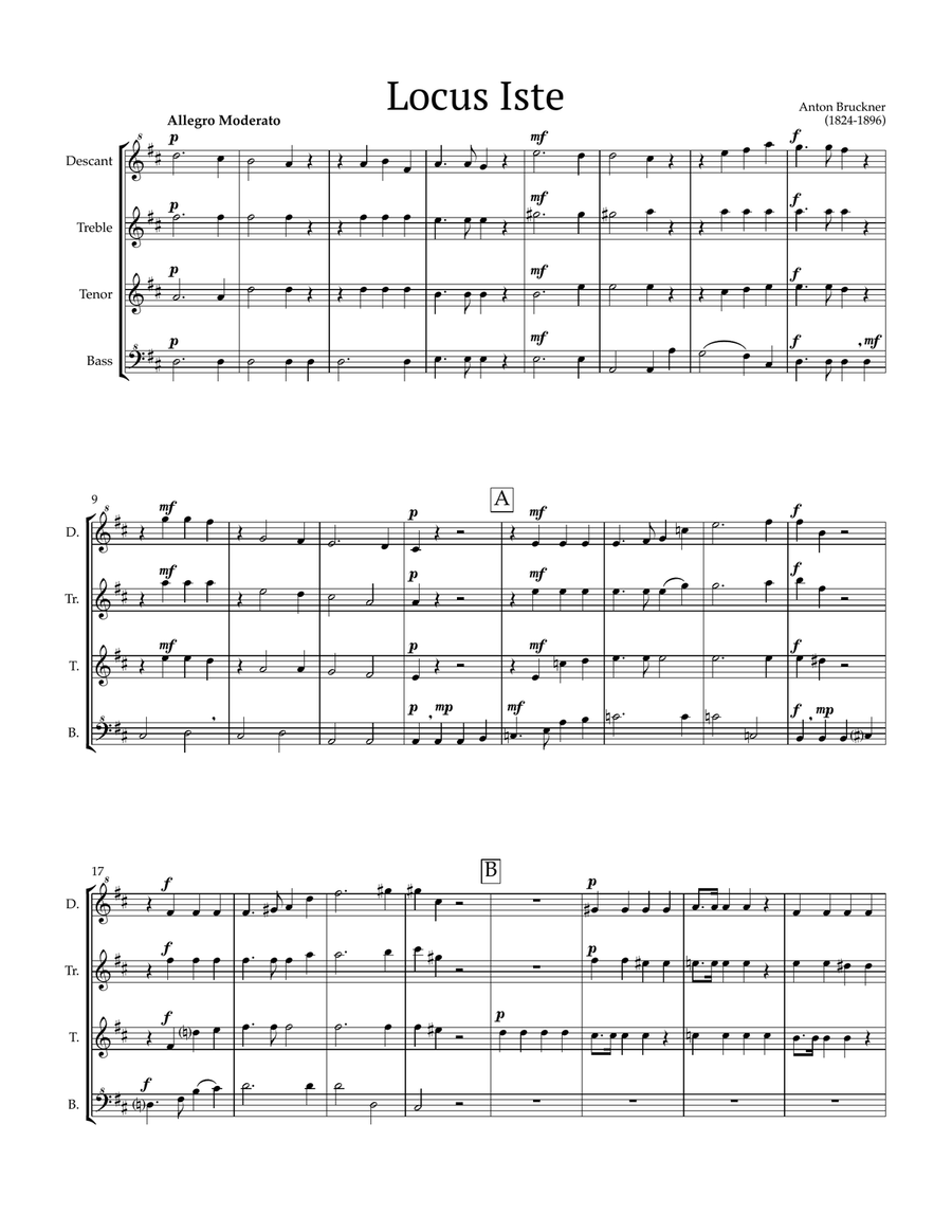 Two Bruckner Motets for recorder quartet Soprano Recorder scores gallery preview page 3