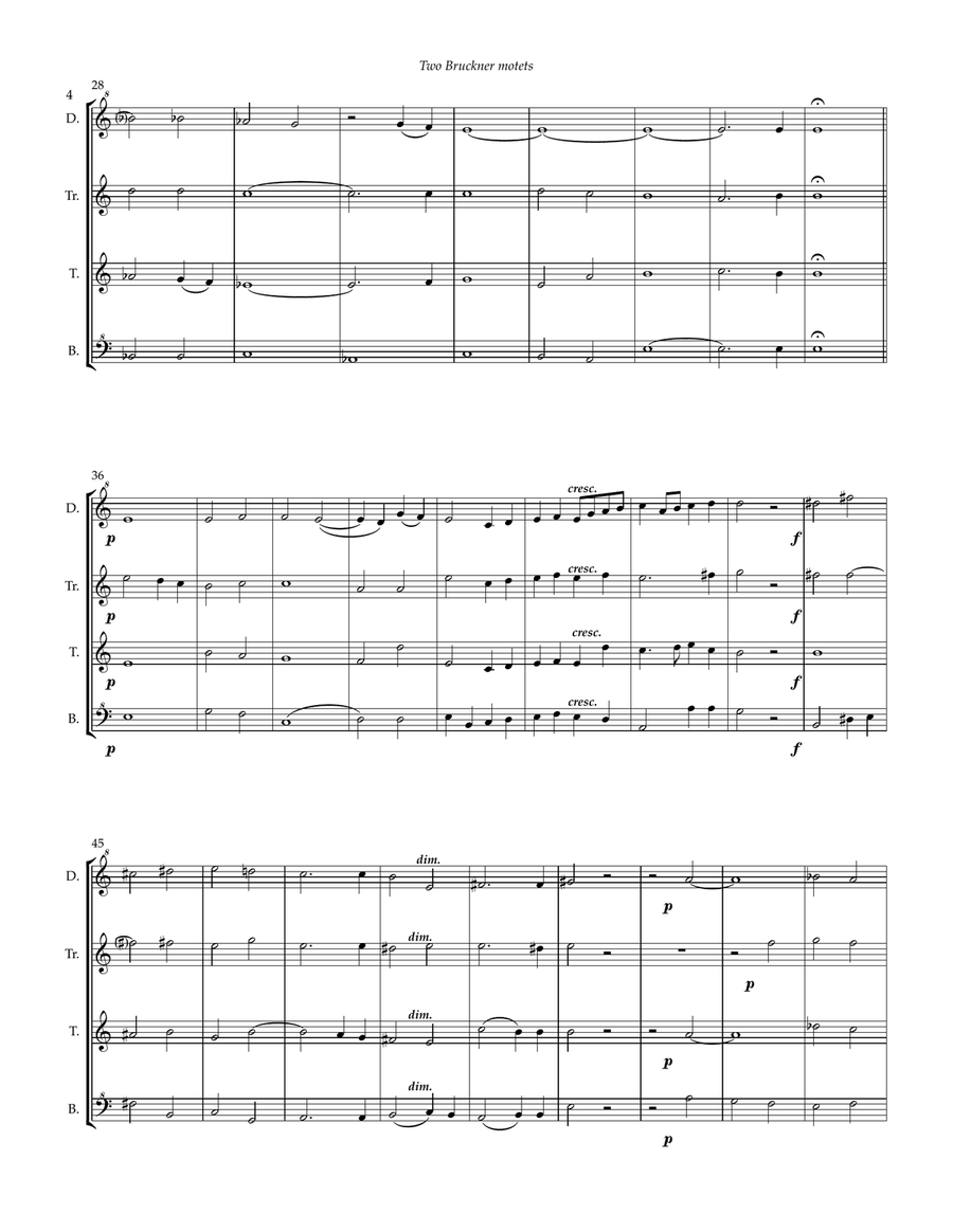 Two Bruckner Motets for recorder quartet Soprano Recorder scores gallery preview page 6