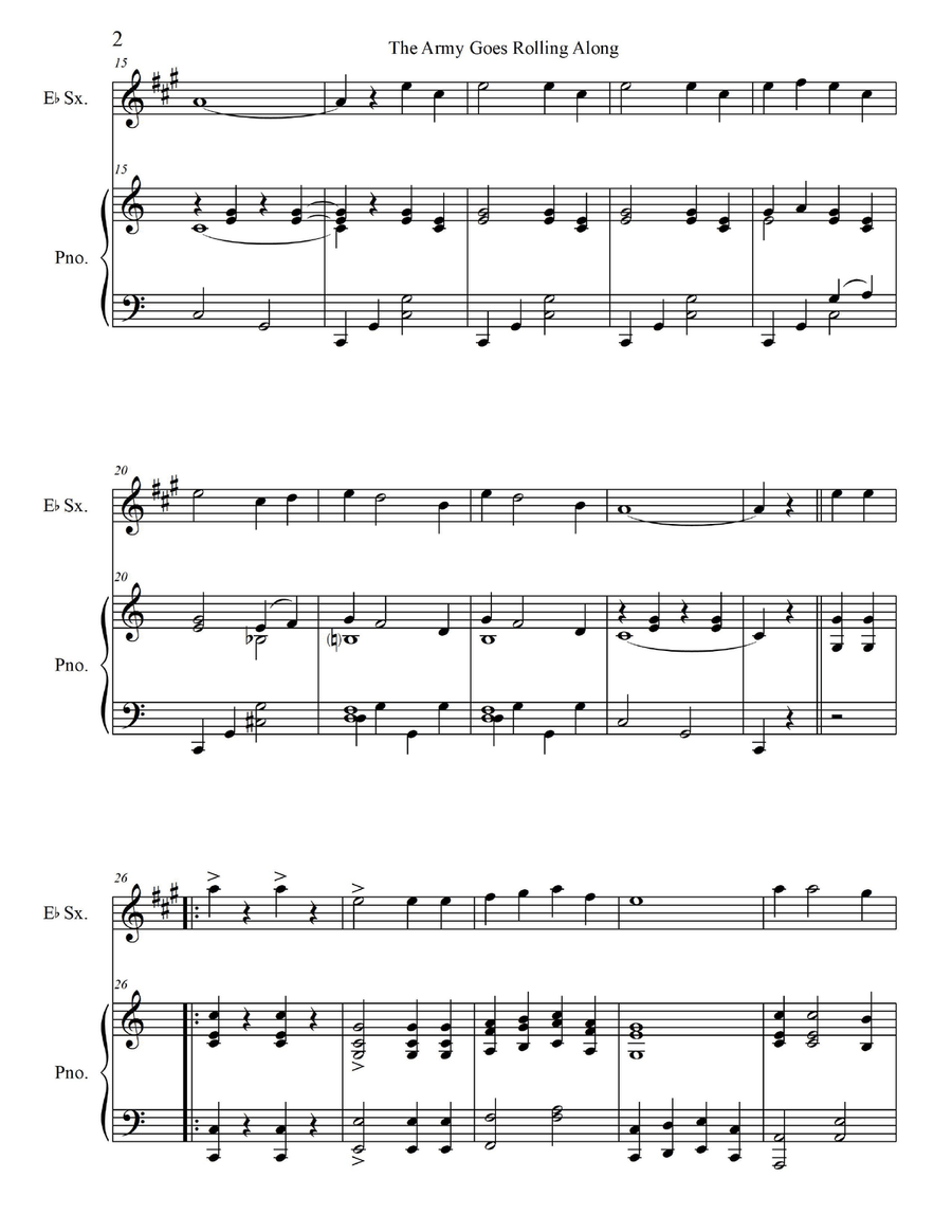 The Army Goes Rolling Along - Alto Sax./Baritone Sax. with Piano Accompaniment Baritone Saxophone scores gallery preview page 4