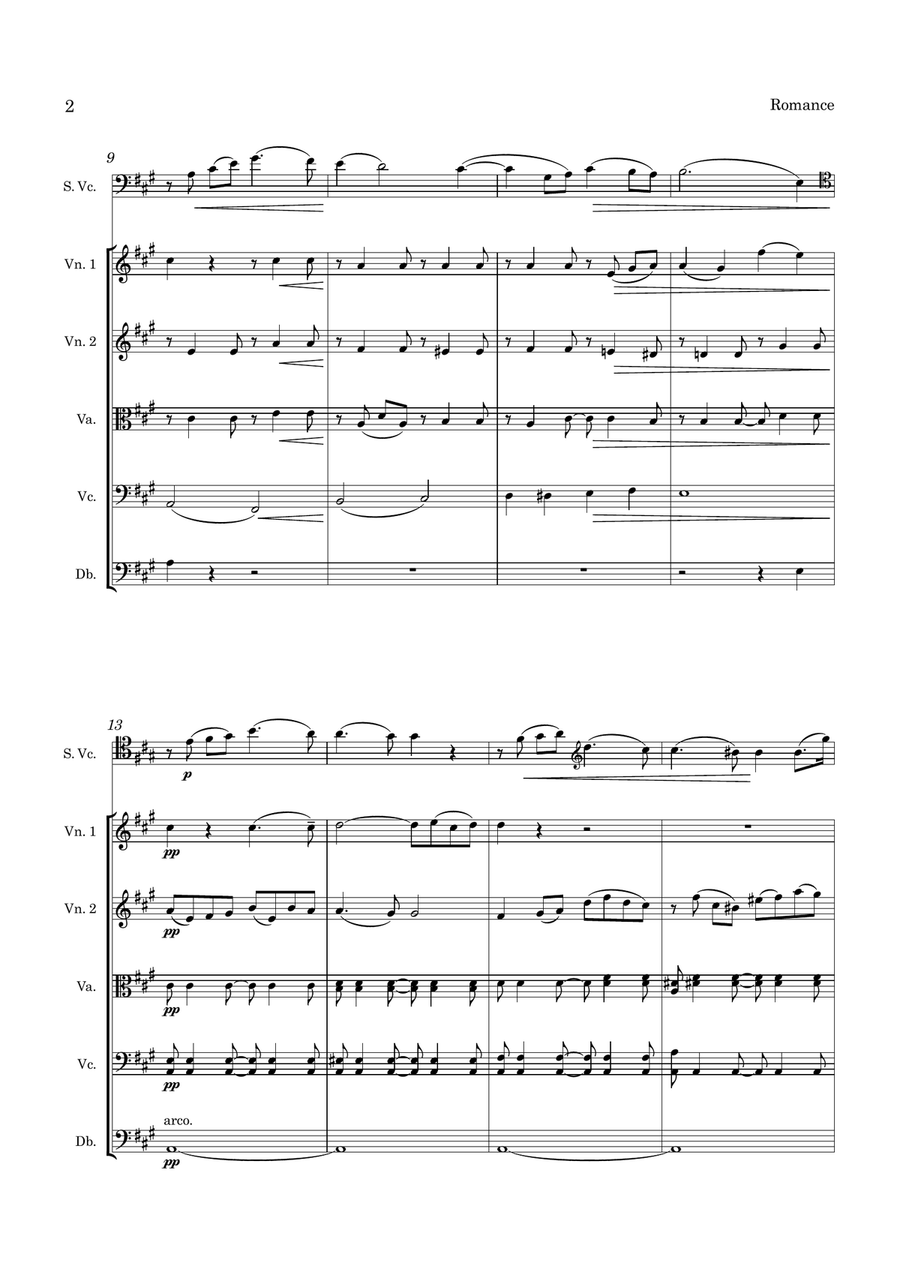 Beach Romance Op 23 for Cello and String Orchestra String Orchestra scores gallery preview page 3