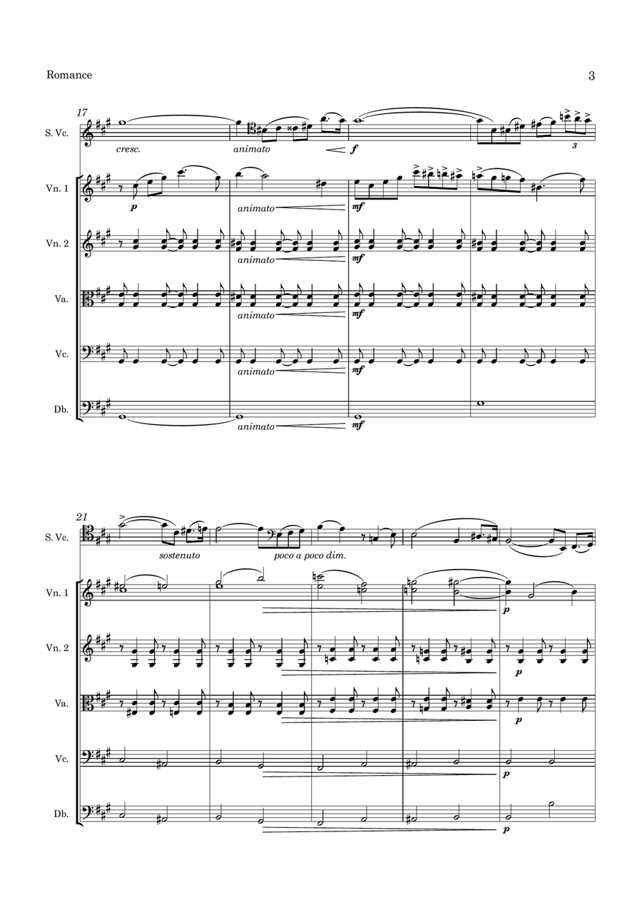 Beach Romance Op 23 for Cello and String Orchestra String Orchestra scores gallery preview page 4