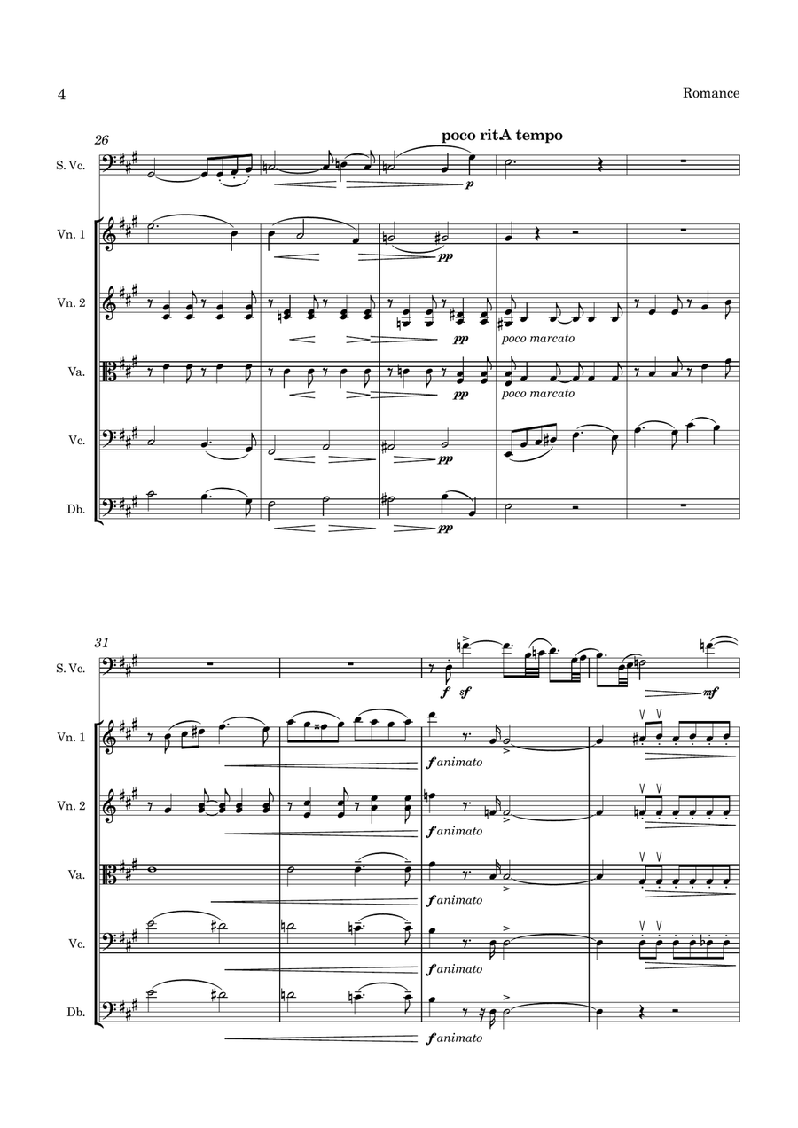 Beach Romance Op 23 for Cello and String Orchestra String Orchestra scores gallery preview page 5